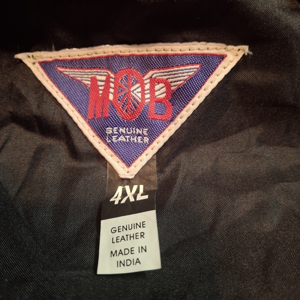 MOB Leather Side Lace Black Motorcycle Vest Men Size 4XL - Picture 2 of 16
